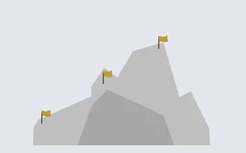 Dieses Bild zeigt einen Berg auf dem Fahnen verteilt sind und soll ein Symbol für unsere Meilensteine sein.